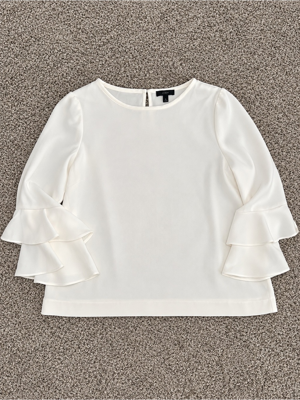 J. Crew Cream Ruffle Sleeve Blouse